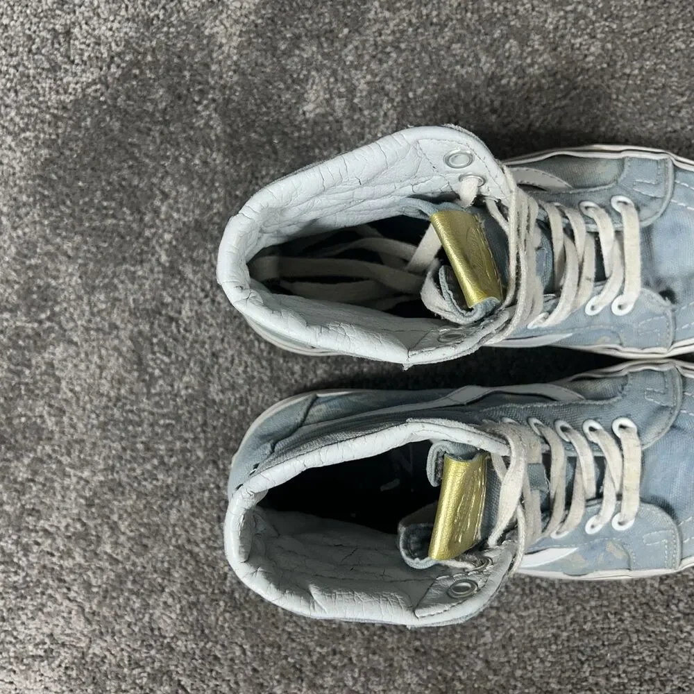 Vans Sk8 Hi Tapered Denim Women's Sz 6.5 Winter Sky Marshmallow Blue Skate Shoes